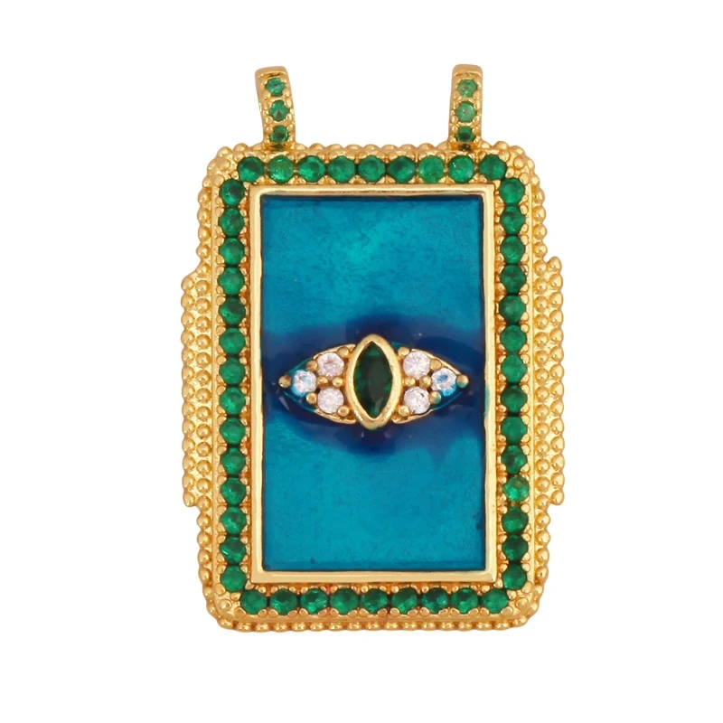 Bohemian Enamel Tarot Cards Coconut Tree Cactus Love Space Star Stripe Heart Eye Charm Pendant, Jewelry Accessories Supplies K86