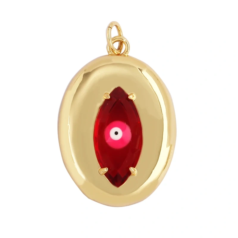 Trendy Colorful Zircon Evil Lucky Horus Eye Charm Pendant,18K Gold Plated Brass Necklace Jewelry Findings Accessories Supply L45
