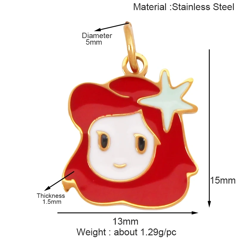 316 Staineless Steel Love Heart Pumpkin Cart Princess Dress Charm Charm, Enamel Summer Beach Holiday Jewelry Supplies K82