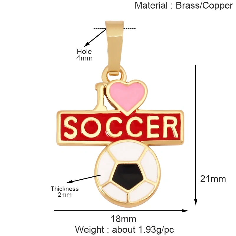 Trendy Sports Shirt Ice Skates Dumbbell Sneakers Baseball Football Boots Charm Pendant,18K Gold DIY Necklace Jewelry Supply K85