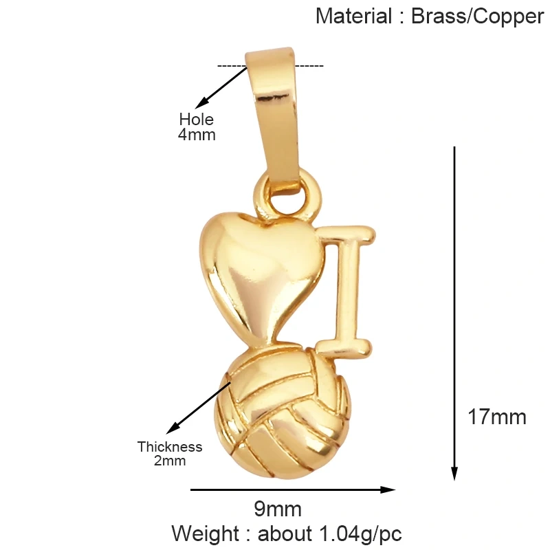 Trendy Sports Shirt Ice Skates Dumbbell Sneakers Baseball Football Boots Charm Pendant,18K Gold DIY Necklace Jewelry Supply K85