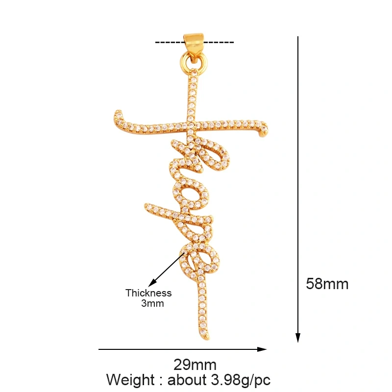 Mom Mama Rich Fashion Paved Zircon Charm Focal Pendant,18K Gold KISS LOVE GOOD LUCK QUEEN Letter Jewelry Necklace Accessorie M22