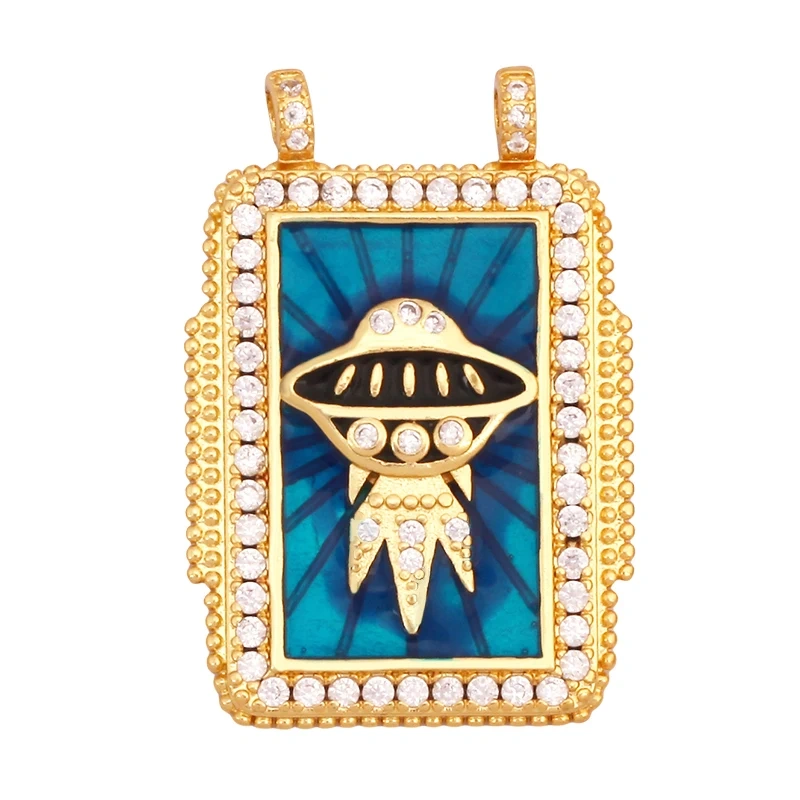 Bohemian Enamel Tarot Cards Coconut Tree Cactus Love Space Star Stripe Heart Eye Charm Pendant, Jewelry Accessories Supplies K86