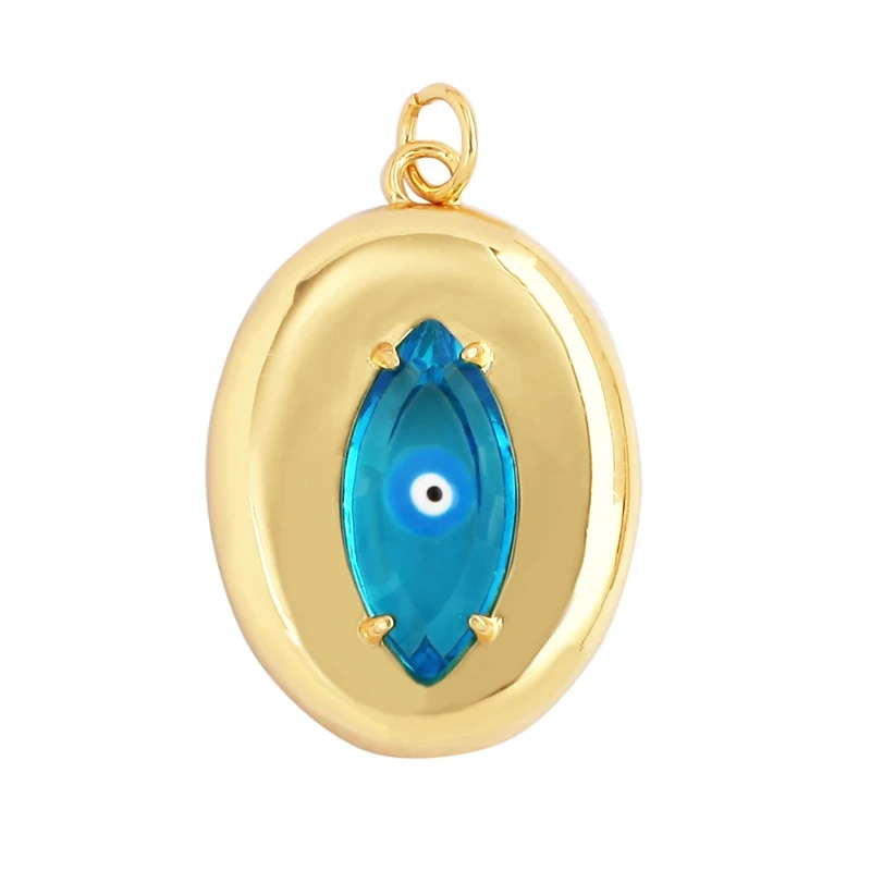 Trendy Colorful Zircon Evil Lucky Horus Eye Charm Pendant,18K Gold Plated Brass Necklace Jewelry Findings Accessories Supply L45