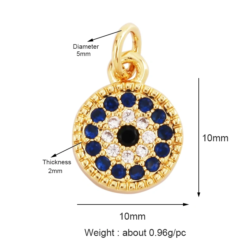 Trendy Colorful Zircon Evil Lucky Horus Eye Charm Pendant,18K Gold Plated Brass Necklace Jewelry Findings Accessories Supply L45