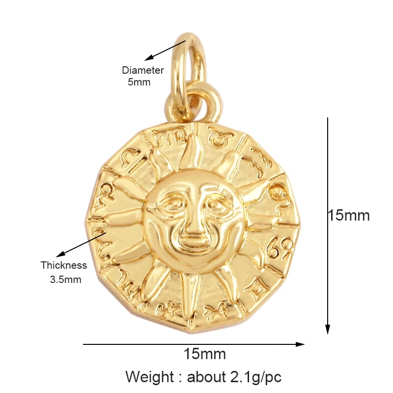 Delicacy Hollow Out Star Moon Sun Charm Pendant,Cubic Zirconia Pave  Crystal Necklace Bracelet Jewelry Accessories Supplies L45