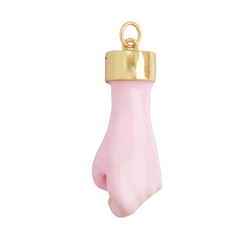 Oil Dropped Enamel Hollow Hamsa Hand Shape Charm Focal Pendant,Colourful Cubic Zircon Necklace Jewelry Making Accessories M59