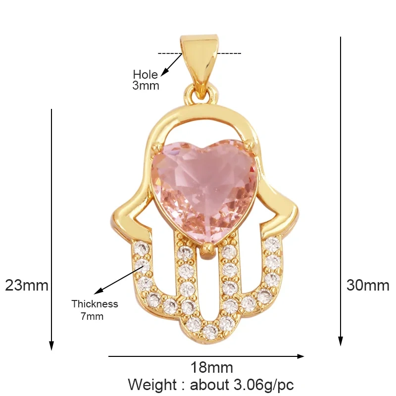 Oil Dropped Enamel Hollow Hamsa Hand Shape Charm Focal Pendant,Colourful Cubic Zircon Necklace Jewelry Making Accessories M59