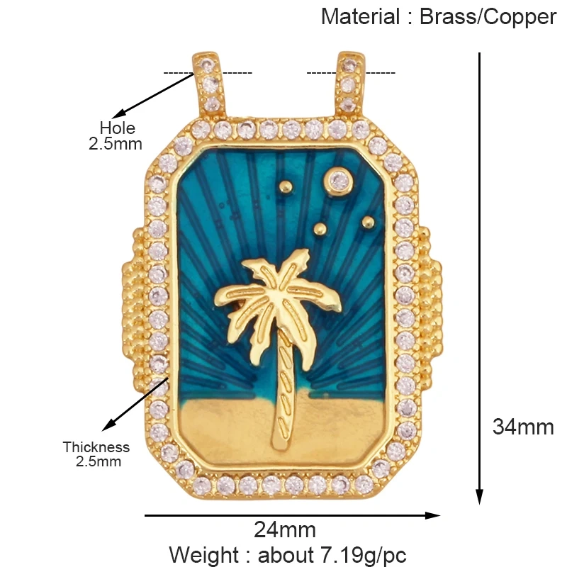 Bohemian Enamel Tarot Cards Coconut Tree Cactus Love Space Star Stripe Heart Eye Charm Pendant, Jewelry Accessories Supplies K86