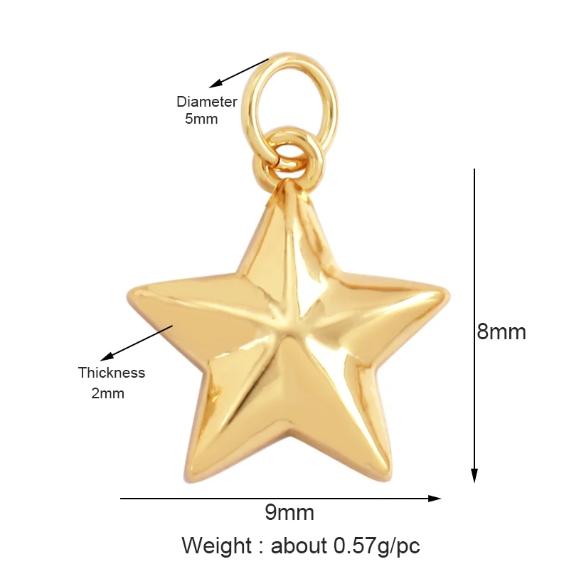 Delicacy Hollow Out Star Moon Sun Charm Pendant,Cubic Zirconia Pave  Crystal Necklace Bracelet Jewelry Accessories Supplies L45