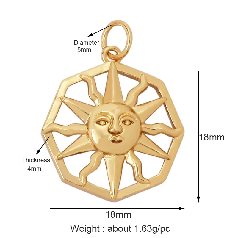 Delicacy Hollow Out Star Moon Sun Charm Pendant,Cubic Zirconia Pave  Crystal Necklace Bracelet Jewelry Accessories Supplies L45