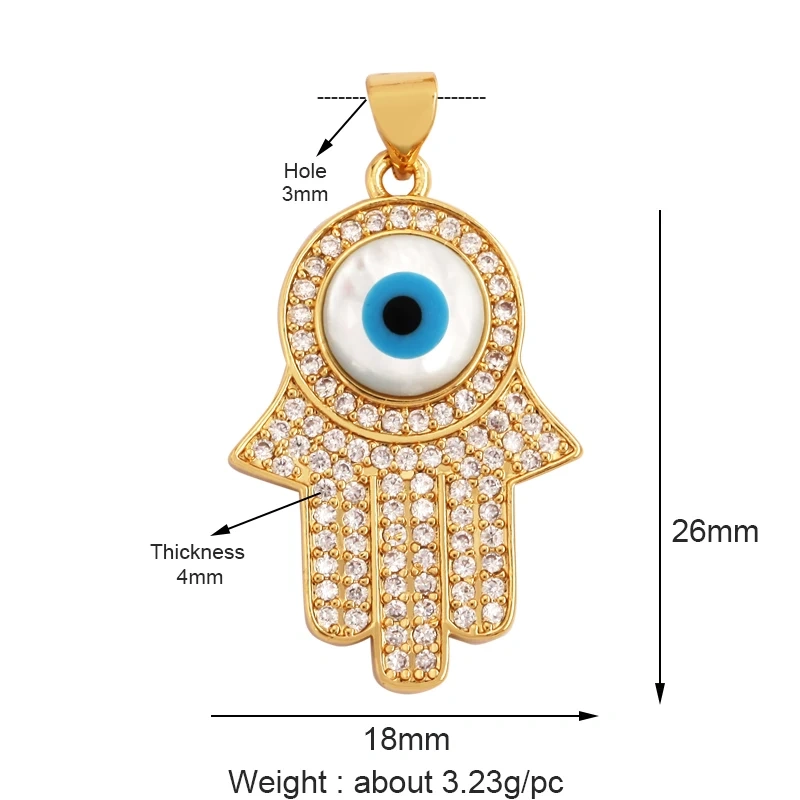 Oil Dropped Enamel Hollow Hamsa Hand Shape Charm Focal Pendant,Colourful Cubic Zircon Necklace Jewelry Making Accessories M59