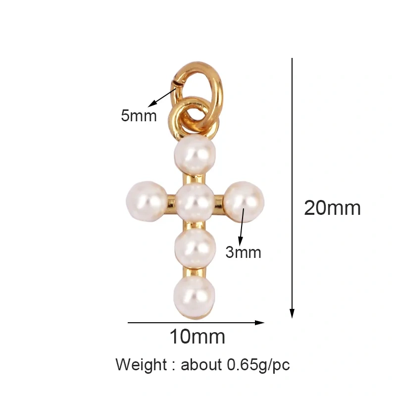 Safety Pin Cross Pearl Charm Pendant for Necklace Bracelet Earring Attachment Handmaking Summer Christmas Jewellery Findings L36