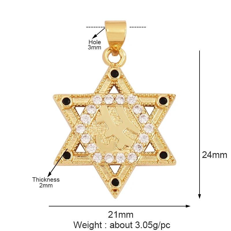 Delicacy Hollow Out Star Moon Sun Charm Pendant,Cubic Zirconia Pave  Crystal Necklace Bracelet Jewelry Accessories Supplies L45