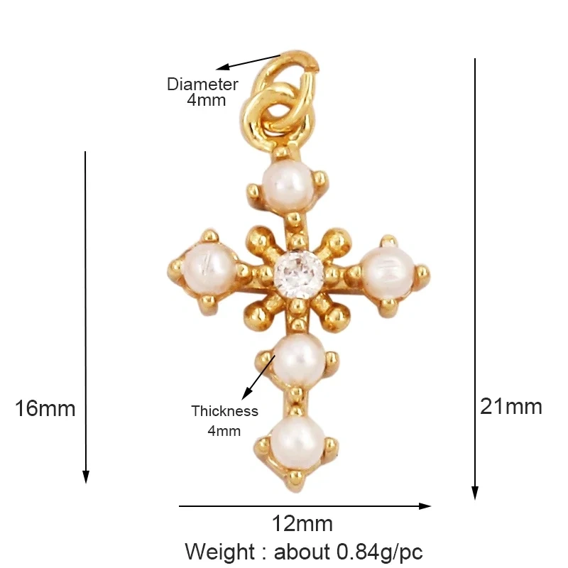 Safety Pin Cross Pearl Charm Pendant for Necklace Bracelet Earring Attachment Handmaking Summer Christmas Jewellery Findings L36