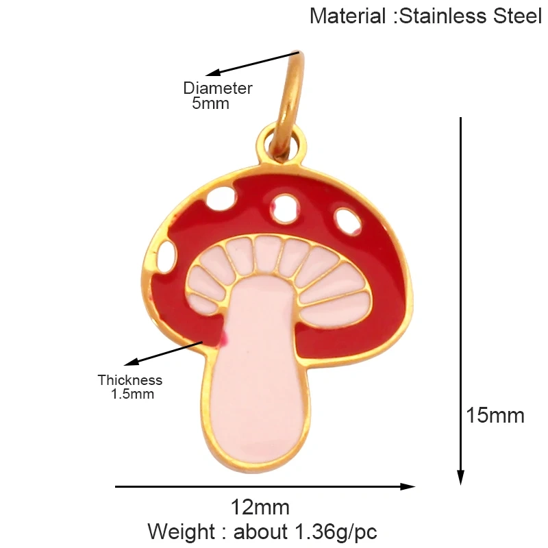 316 Staineless Steel Cute Rabbit Bear Squirrel Hedgehog Dog Animal Mushroom Apple Charm Pendant, Necklace Jewelry Supply K42