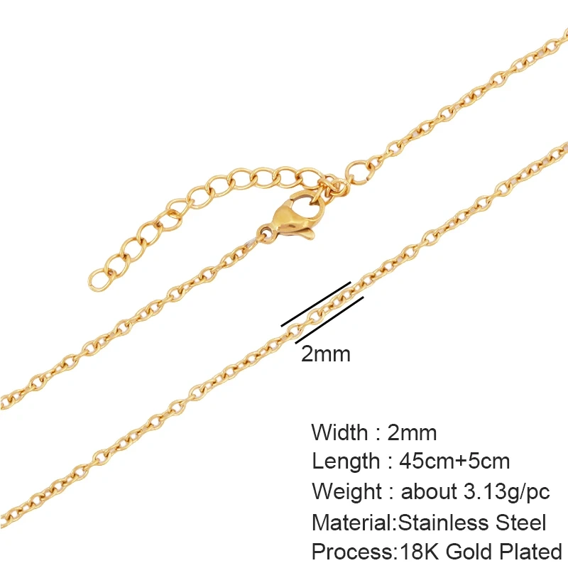Stainless Steel Link Necklace,18K Gold Plated Rope Clavicle Long Chain Cuba Female Collars Pendant Choker for Women Supply K88