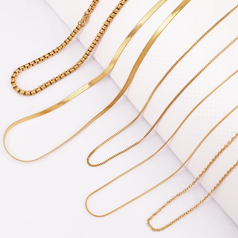 Stainless Steel Link Necklace,18K Gold Plated Rope Clavicle Long Chain Cuba Female Collars Pendant Choker for Women Supply K88
