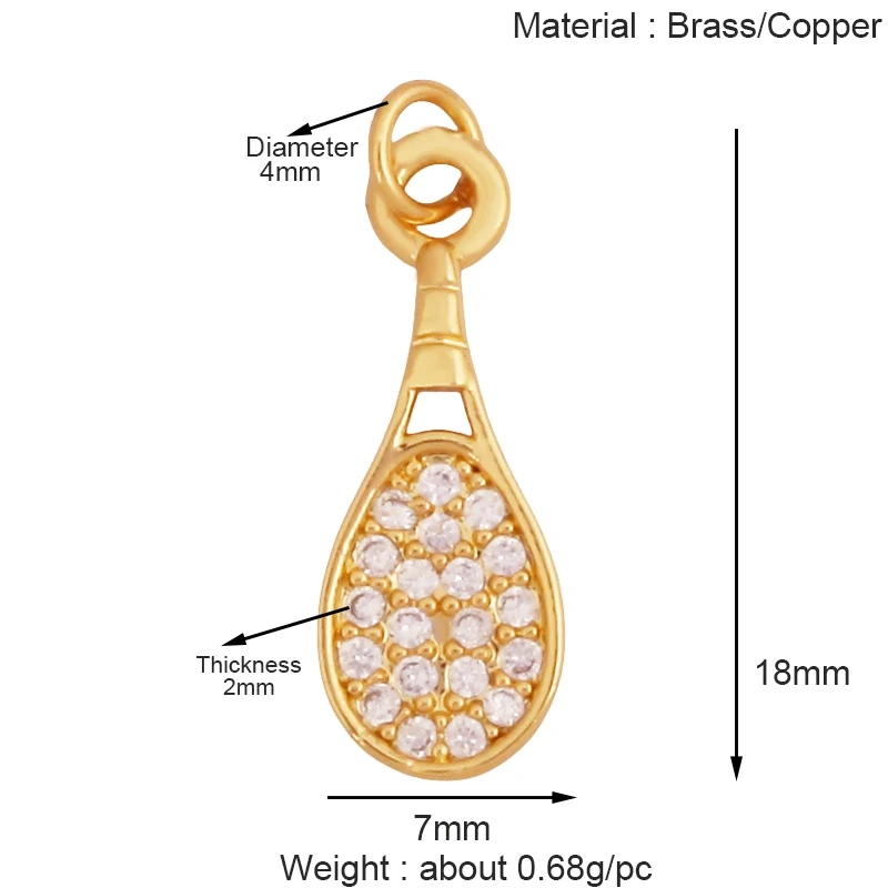 Trendy Sports Shirt Baseball Football Rugby Tennis Racket Charm Pendant,18K Gold Plated DIY Necklace Jewelry Supplies K84