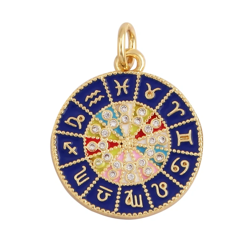Fashion Colourful Turkish Evil Luck Eye Hand Charm Pendant,Simple Geometric Zircon Horoscope Sign Necklace Jewelry  Supplies M36