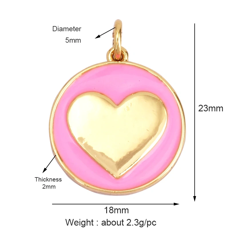 Star Coin Heart Enamel Charm Neon Pink Orange Turquoise Blue Oil Dropped,Real Gold Plated ,Necklace Bracelet Pendant L19 M81