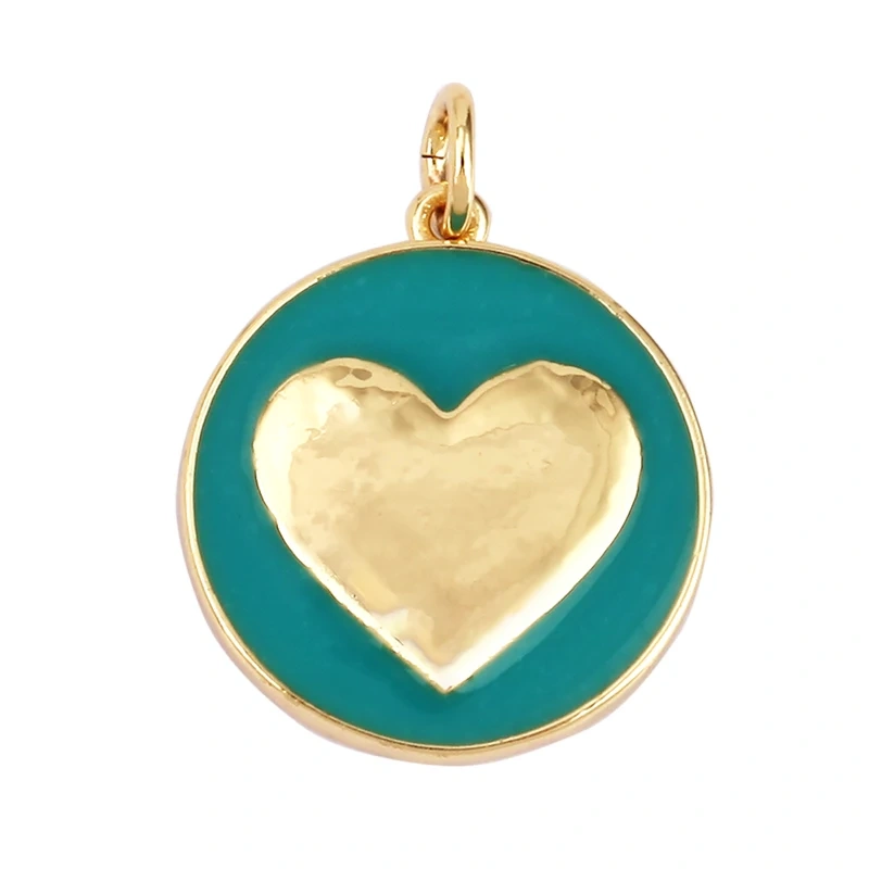 Star Coin Heart Enamel Charm Neon Pink Orange Turquoise Blue Oil Dropped,Real Gold Plated ,Necklace Bracelet Pendant L19 M81