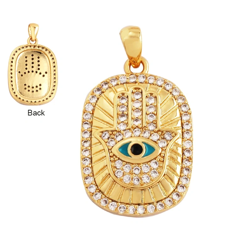 Fashion Colourful Turkish Evil Luck Eye Hand Charm Pendant,Simple Geometric Zircon Horoscope Sign Necklace Jewelry  Supplies M36