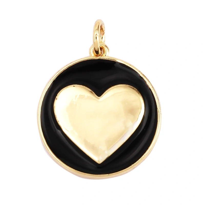 Star Coin Heart Enamel Charm Neon Pink Orange Turquoise Blue Oil Dropped,Real Gold Plated ,Necklace Bracelet Pendant L19 M81