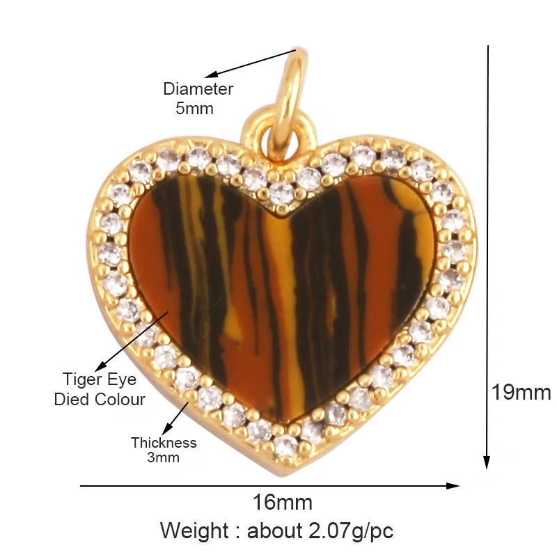 Trendy Design Love Heart Natural Mother of Pearl Shell Agate Malachite Tiger Eye Pendant Charm,Jewelry For Necklace Supplies M32