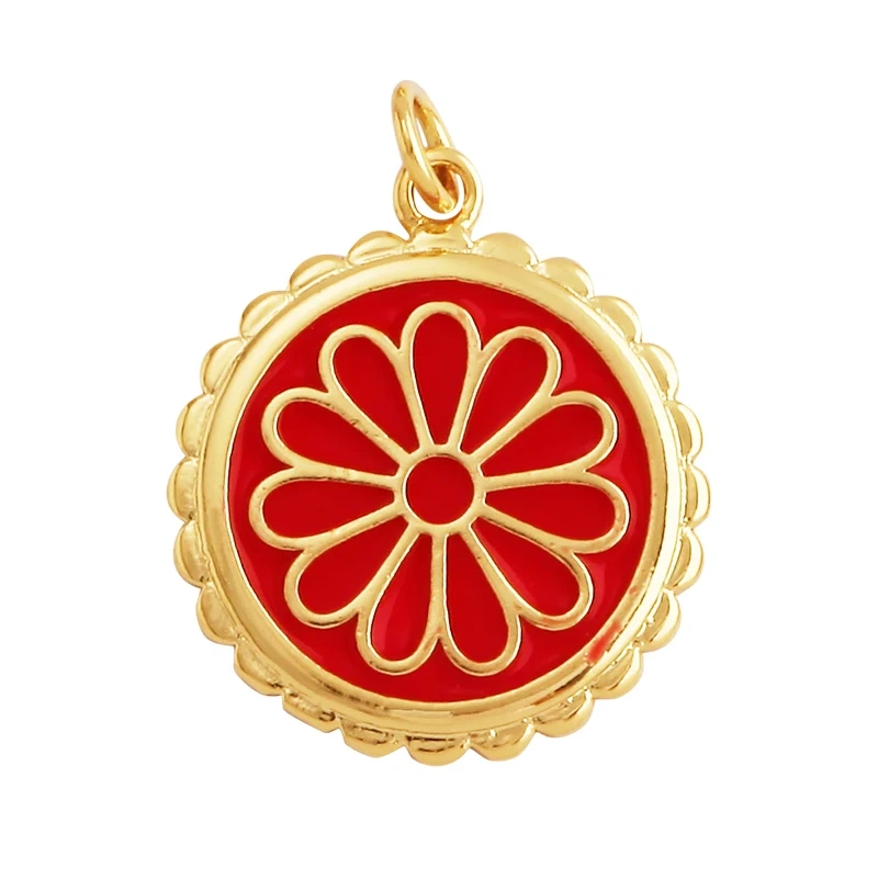 Sweet Spring Colorful Flower Charm Pendant,Trendy Multicolor Sakura Enamel Necklace Accessories Handy Craft Jewelry Supplies M28