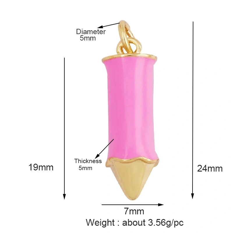 Minimalism Trendy Rainbow Matchstick Crayon Balloon Shape Charm Pendant,Colourful Jewelry Necklace Making Wholesale Supplies L07