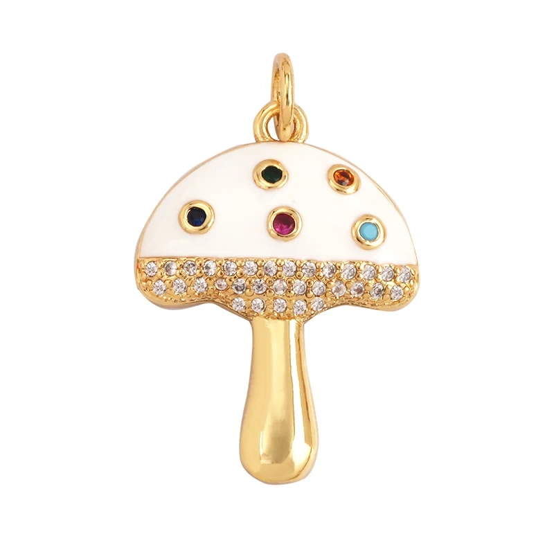 Cute Colorful Mushroom Enamel Charm Pink Neon Orange Red Necklace Bracelet Pendant,Gold Plated Accessories Findings Supplies M81