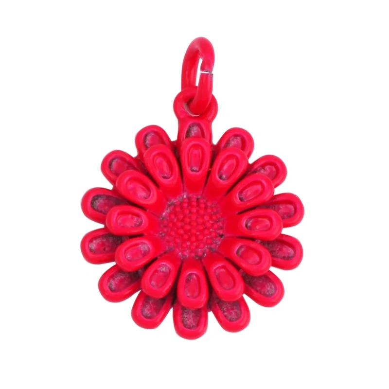 Daisy Flower Enamel Charm Neon Pink Orange Turquoise Blue Pendant Oil Dropped,Gold Plated Colour,Necklace Bracelet Pendant M28
