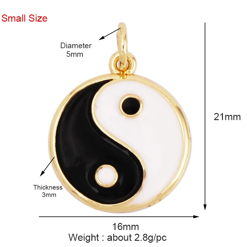 Enamel Taiji Gongfu Charm , 18K Real Gold Plated Colour,Necklace Bracelet Pendant for Handmade Jewelry Supplies L07