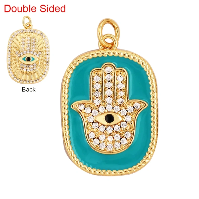 Fashion Colourful Turkish Evil Luck Eye Hand Charm Pendant,Simple Geometric Zircon Horoscope Sign Necklace Jewelry  Supplies M36
