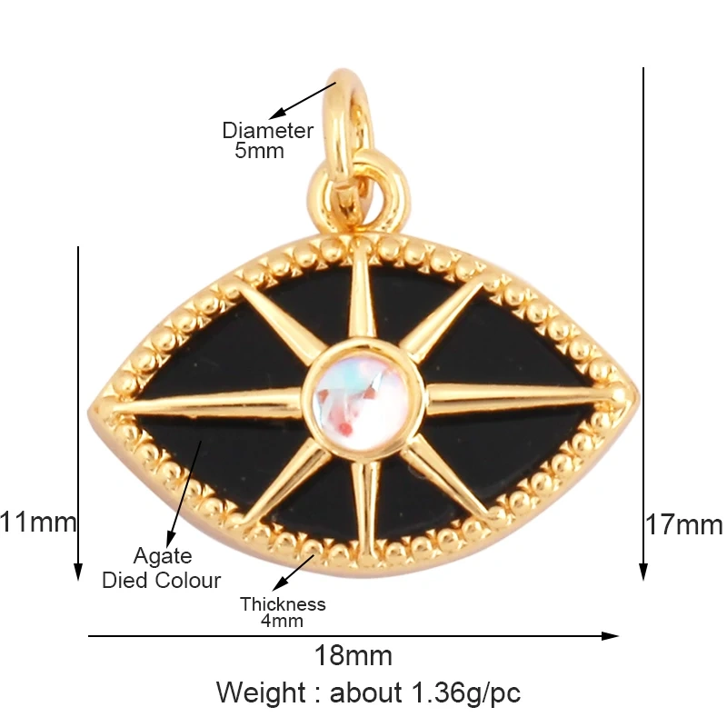 Personalized Evil Eye Natural Mother of Pearl Shell Agate Malachite Tiger Eye Pendant Charm,Jewelry For Necklace Accessories M32