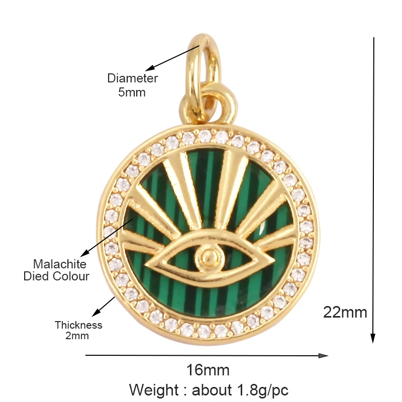 Personalized Evil Eye Natural Mother of Pearl Shell Agate Malachite Tiger Eye Pendant Charm,Jewelry For Necklace Accessories M32