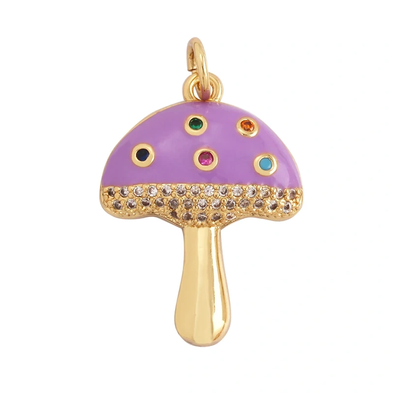 Cute Colorful Mushroom Enamel Charm Pink Neon Orange Red Necklace Bracelet Pendant,Gold Plated Accessories Findings Supplies M81