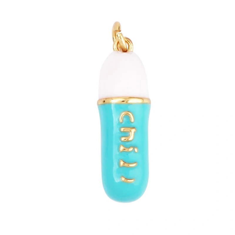 Capsule Chill Pill Enamel Charm Neon Pink Orange Turquoise Pendant Oil Dropped,Gold Plated Colour,Necklace Bracelet Pendant M83