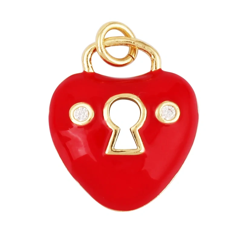 Enamel Lock Heart Star Charm, 18K Real Gold Plated Colour,Necklace Bracelet Pendant for Handmade Jewelry Supplies M90