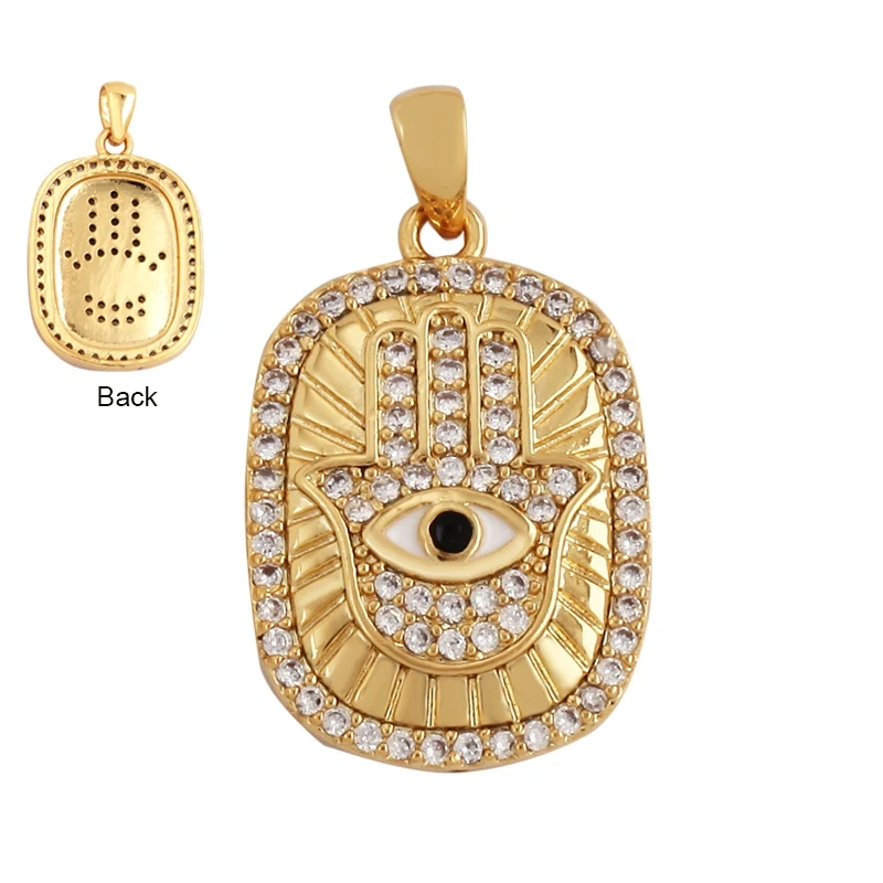 Fashion Colourful Turkish Evil Luck Eye Hand Charm Pendant,Simple Geometric Zircon Horoscope Sign Necklace Jewelry  Supplies M36