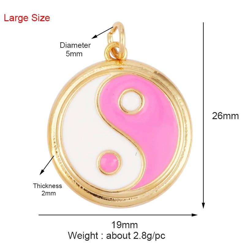 Enamel Taiji Gongfu Charm , 18K Real Gold Plated Colour,Necklace Bracelet Pendant for Handmade Jewelry Supplies L07