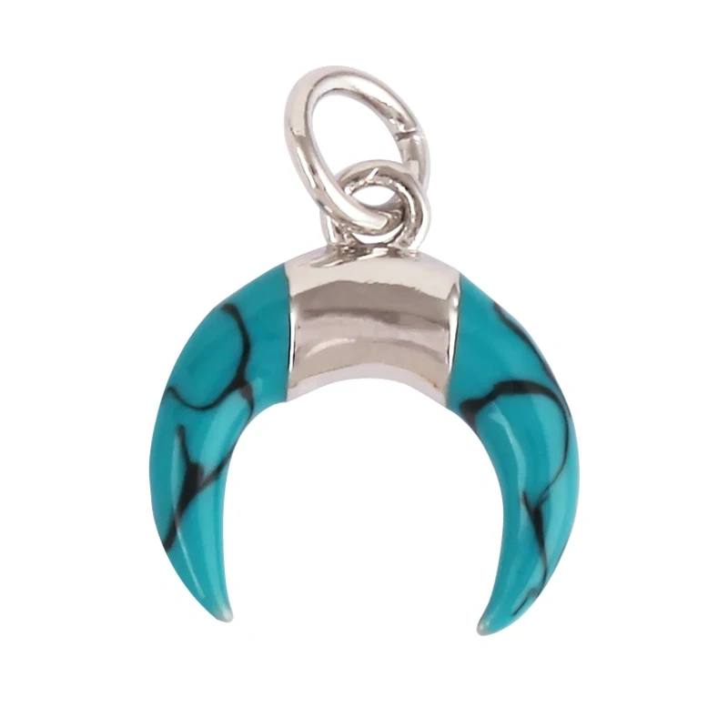 Mini Bull Horn Moon Howlite Charm Pendant,18K Real Gold Plated ,Jewelry Necklace Bracelet Accessories Supplies L10