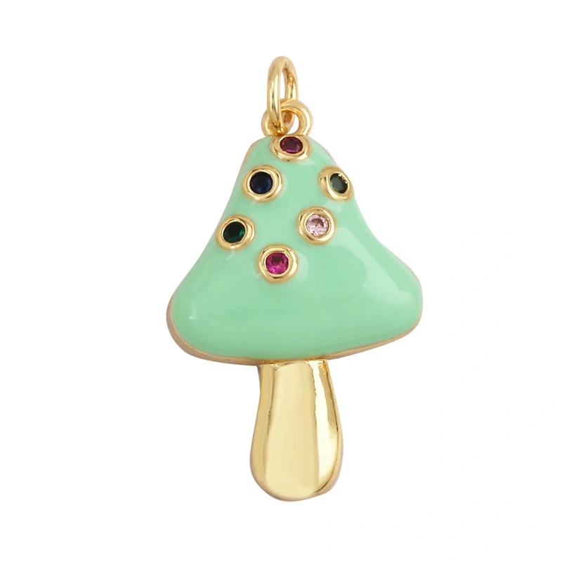 Cute Colorful Mushroom Enamel Charm Pink Neon Orange Red Necklace Bracelet Pendant,Gold Plated Accessories Findings Supplies M81