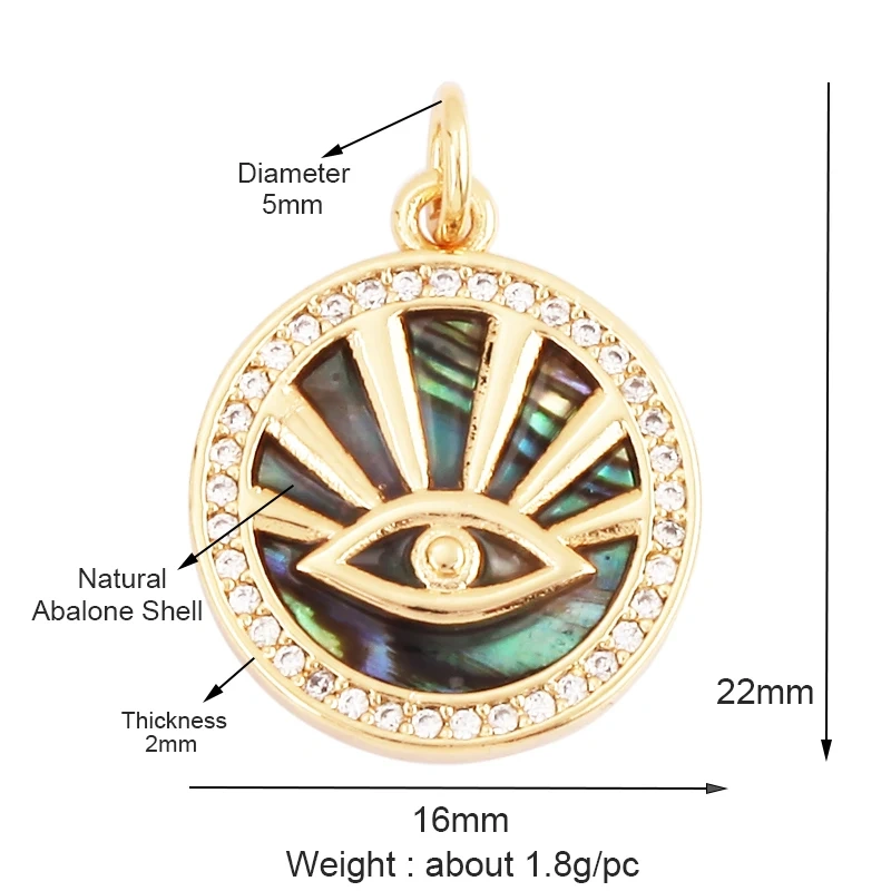 Personalized Evil Eye Natural Mother of Pearl Shell Agate Malachite Tiger Eye Pendant Charm,Jewelry For Necklace Accessories M32