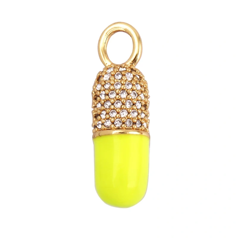 Capsule Chill Pill Enamel Charm Neon Pink Orange Turquoise Pendant Oil Dropped,Gold Plated Colour,Necklace Bracelet Pendant M83