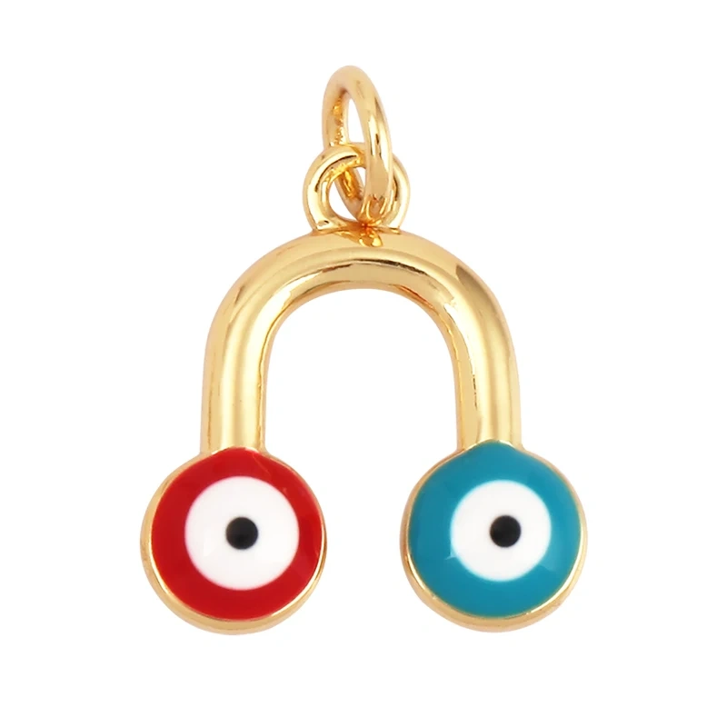Enamel Evil Eye Charm Pendant,18K Real Gold Plated Cubic Zirconia CZ Paved, Jewelry Necklace Bracelet Accessories Supplies M91