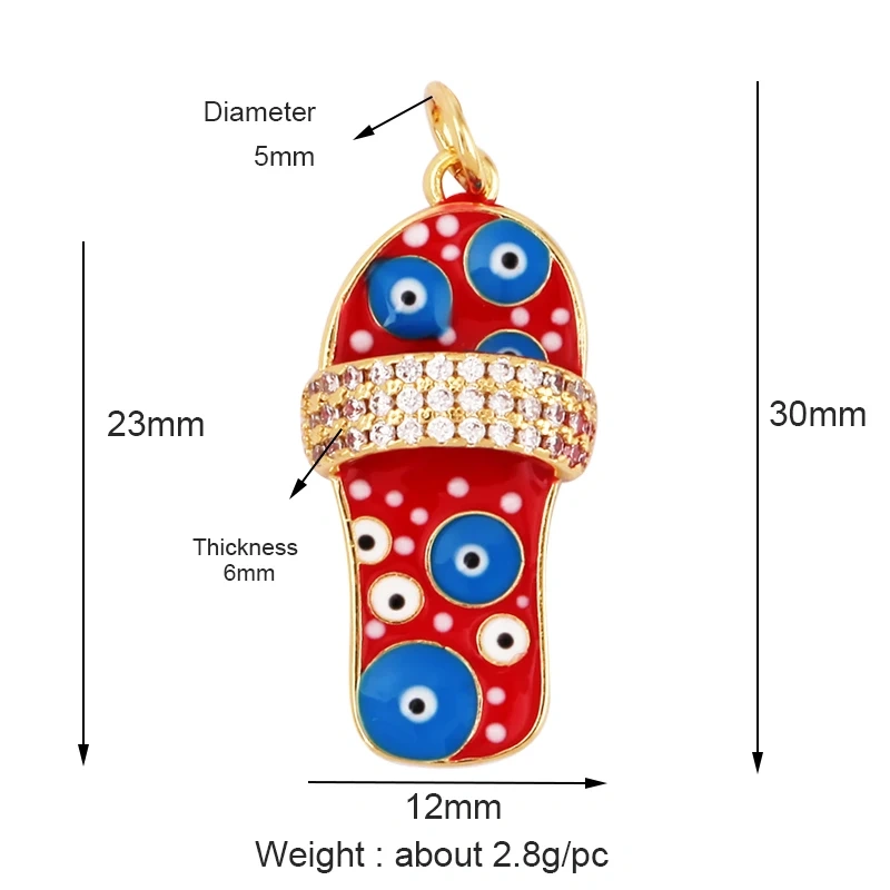 Slipper Shoes Charm Enamel Attachment for Necklace Bracelet Earring,Handy Craft Summer Beach Jewelry Supply Wholesale M91