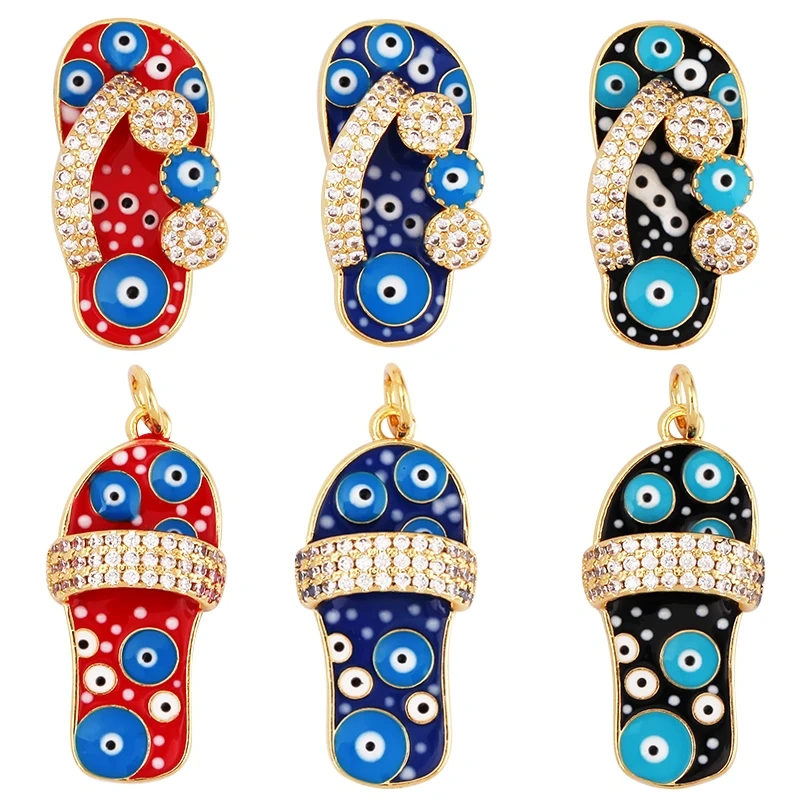 Slipper Shoes Charm Enamel Attachment for Necklace Bracelet Earring,Handy Craft Summer Beach Jewelry Supply Wholesale M91