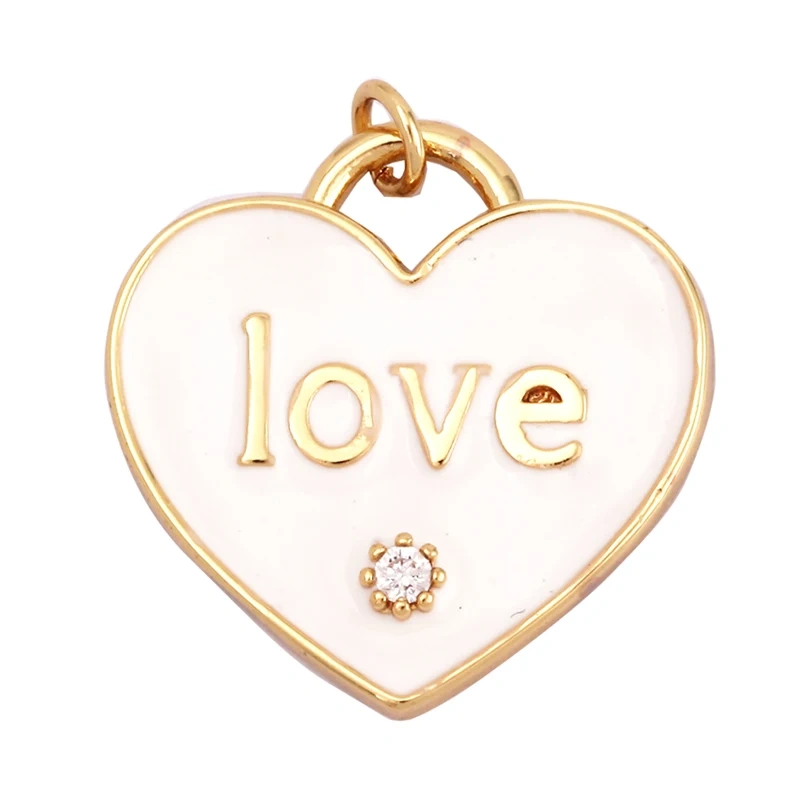 Clover Love Heart Hot Mama Enamel Charm Neon Pink  Turquoise Blue Oil Dropped,18K Gold Plated Necklace Bracelet Pendant M24